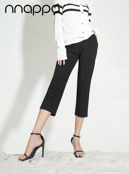 经典高腰修身八分小黑裤27048 商品图0