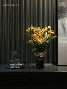 兰花仿真花轻奢高档手感保湿假花盆景客厅大堂酒店餐厅装饰花摆件