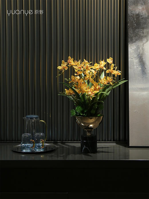 兰花仿真花轻奢高档手感保湿假花盆景客厅大堂酒店餐厅装饰花摆件 商品图0