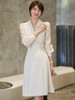 西装连衣裙女高级感夏季新款法式气质V领修身职业中长裙子 商品缩略图0