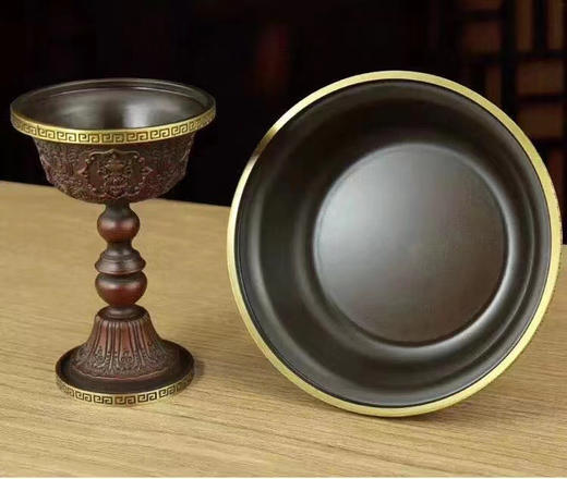 纯铜护法杯 吉祥八宝精品供杯西藏藏传佛教密宗法器佛具供水护法 八吉祥浮雕护法杯 商品图8