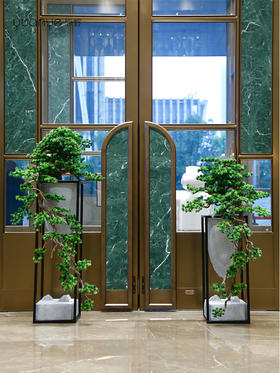 酒店仿真迎客松商场大堂大型绿植假松树假山水造景室内落地摆设件