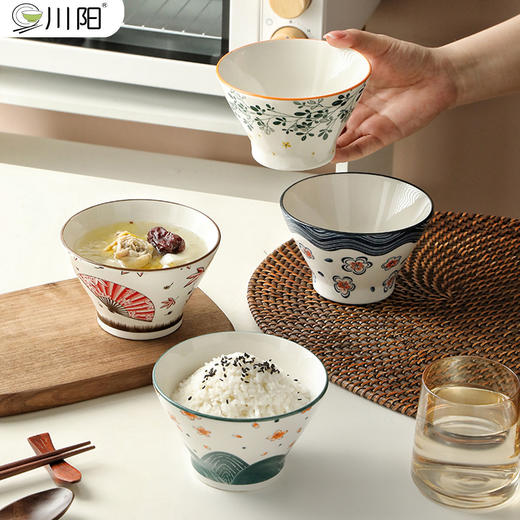 日式陶瓷斗笠碗家用吃饭碗汤碗水果沙拉碗高颜值网红 商品图7