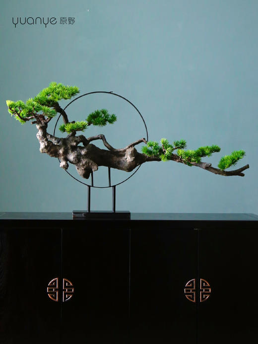 新中式仿真盆景观迎客松摆件玄关客厅酒店办公室酒店茶桌软装造景 商品图5