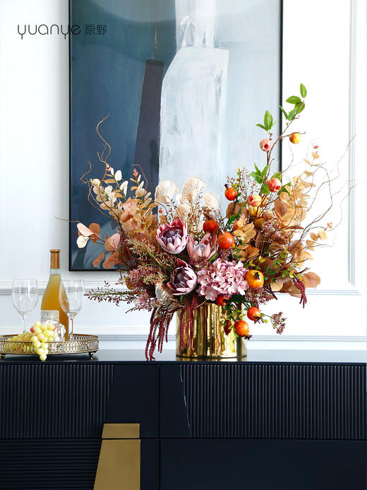 假花仿真花摆设酒店大堂玄关花艺摆件高档轻奢客厅装饰插花餐桌花 商品图4