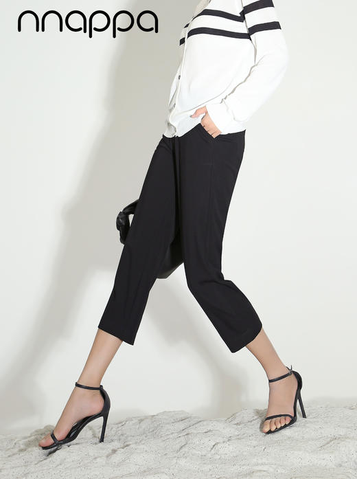 经典高腰修身八分小黑裤27048 商品图1