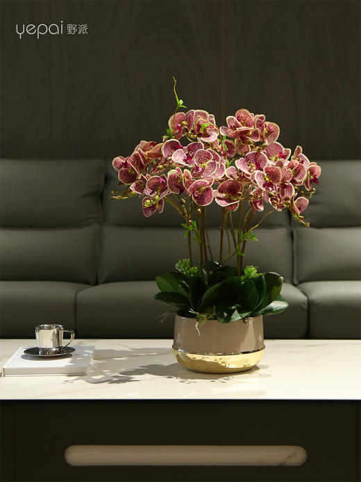 蝴蝶兰仿真花轻奢高档兰花手感保湿假花盆景客厅大堂酒店装饰摆件 商品图3