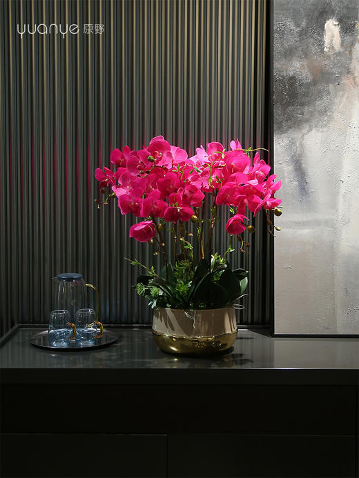蝴蝶兰仿真花轻奢高档兰花手感保湿假花盆景客厅大堂酒店装饰摆件 商品图4