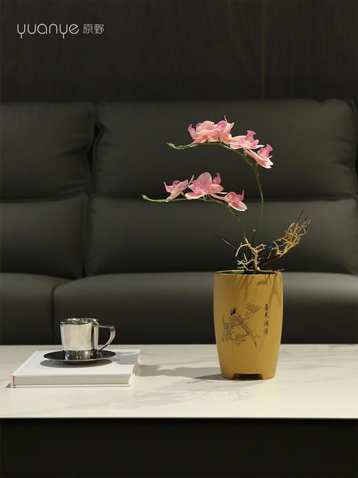 新中式兰花仿真花高档假花盆景客厅茶室前台酒店餐厅装饰花摆设件 商品图1