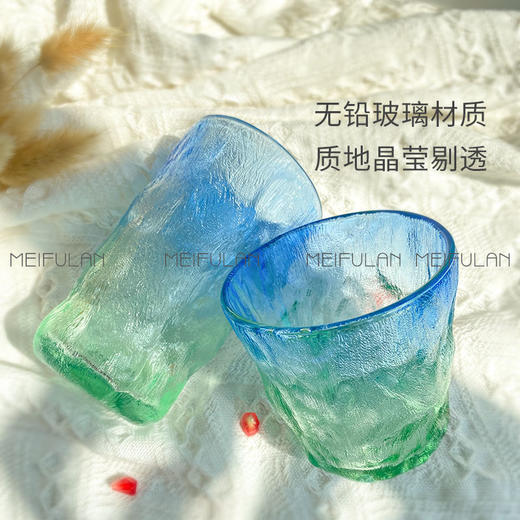 北欧渐变色冰川纹玻璃杯女夏ins风高颜值水杯酒杯网红氛围感杯子 商品图1