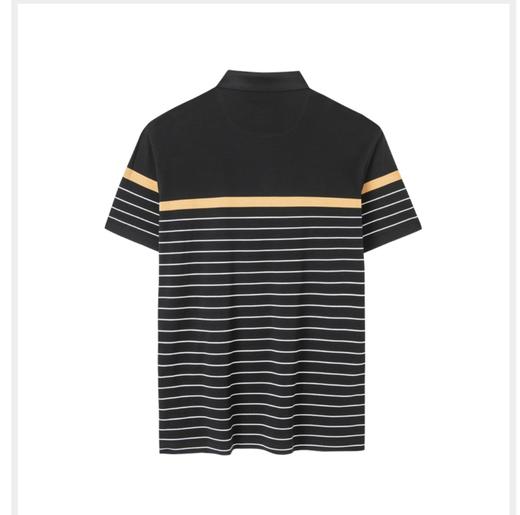 才子男装拼接条纹男士翻领短T 商品图2