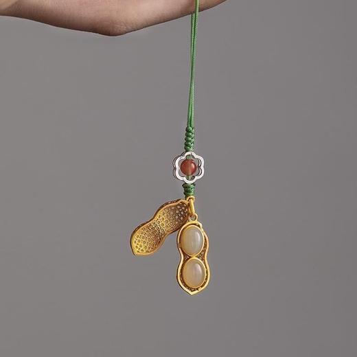 【一生所爱】银古法金镶和田玉手机链挂绳短文艺古风手机挂件 商品图5