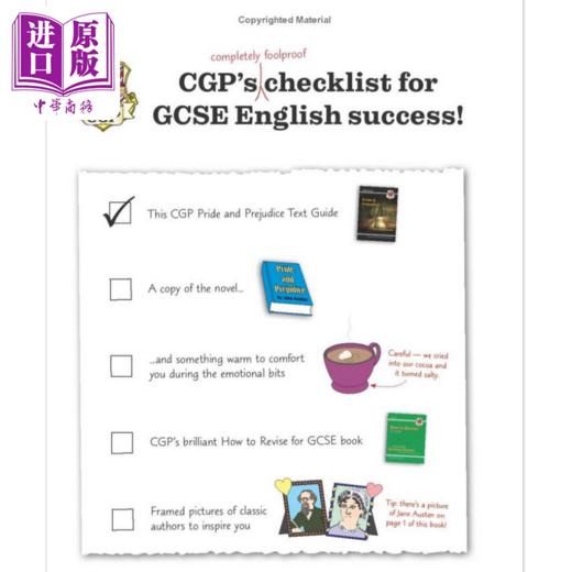 【中商原版】英国CGP原版 New GCSE English Text Guide - Pride and Prejudice新GCSE英语文本指南-傲慢与偏见 商品图1