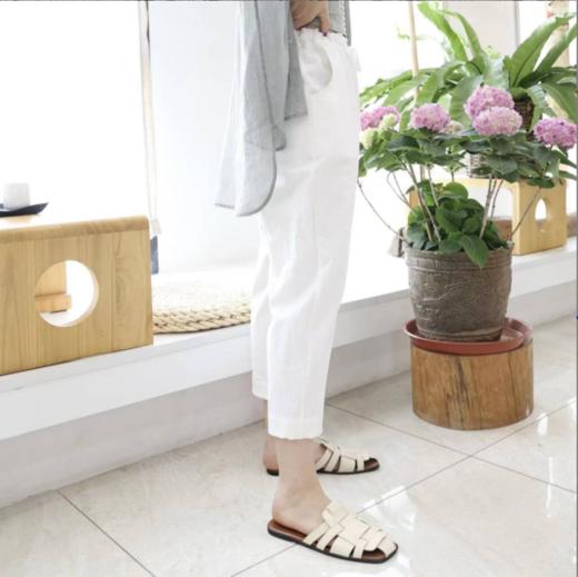 预售： 2022春款休闲裤（22709081-线纹白） 商品图2