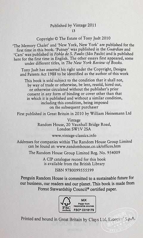 【中商原版】记忆小屋 英文小说 The memory Chalet  Tony Judt 商品图4