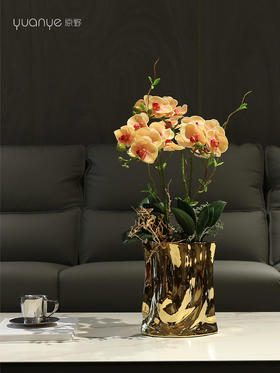 蝴蝶兰仿真花轻奢高档兰花手感保湿假花盆景客厅大堂酒店装饰摆件