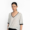 2022新款绢丝混纺条纹宽松T恤 商品缩略图0