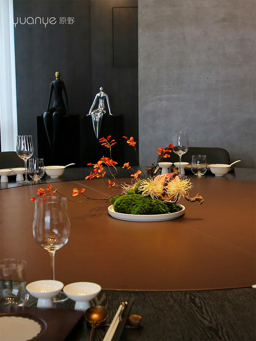酒店圆桌转盘高端仿真花餐桌花摆花茶室客厅玄关摆件假花摆设餐厅 商品图4