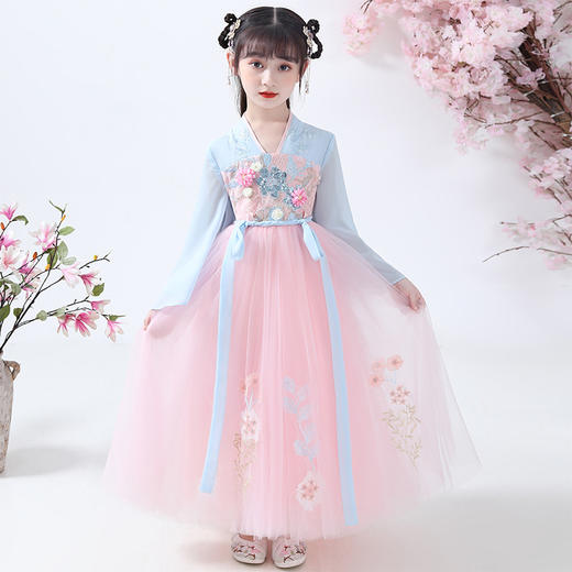 DY-8336儿童汉服裙夏季女童连衣裙中国风古装仙小女孩洋气裙演出服 商品图3