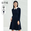 EITIE爱特爱春款新品翻领百衬衫领拼接百搭时尚通勤收腰显瘦连衣裙A2207909 商品缩略图0