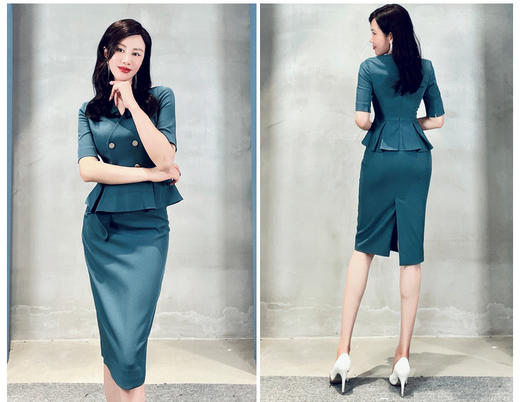 J8182467颈袖添香季时尚职场气质女装OL修身包臀连衣裙女 商品图5