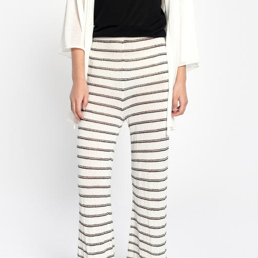 女士2022夏季新款绢丝混纺条纹长裤 商品图0