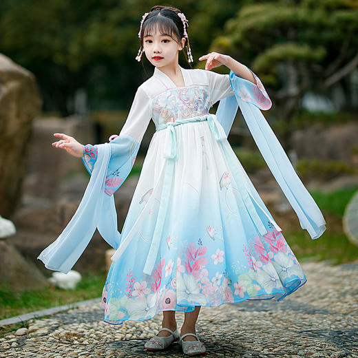 DY-8675汉服女童夏装中国风薄款襦裙古装连衣裙仙小女孩裙儿童唐装 商品图3