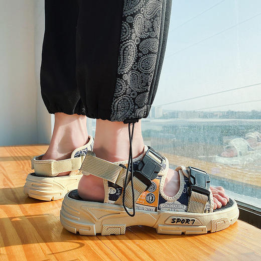 凉鞋男夏季潮流外穿凉拖男士厚底防滑沙滩鞋男sjmh22 商品图0