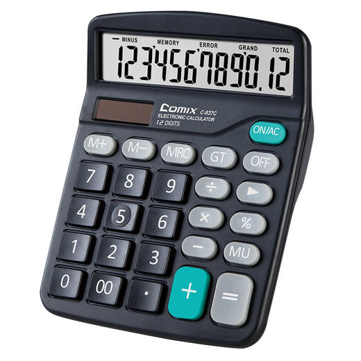 【仅供集采】齐心计算器10个/盒中台通常办公计算用会计专用太阳能带语音财务小号便携双电源计算器按键文具用品C-837C 商品图1