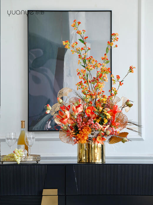 假花仿真花摆设酒店大堂玄关花艺摆件高档轻奢客厅装饰插花餐桌花 商品图1