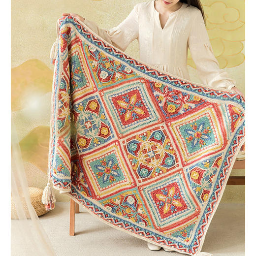 苏苏姐家阿塞拜疆拼花毯手工DIY编织钩针毯子毛线团自制材料包 商品图1