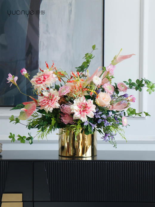 假花仿真花摆设酒店大堂玄关花艺摆件高档轻奢客厅装饰插花餐桌花 商品图2
