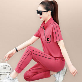 SP-BFB29260 品牌运动女装套装夏季2022年新款时尚韩版立领显瘦休闲衣服两件套