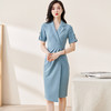 剩S/M/L/XXL 米思阳2025夏季新款纯色气质淑女包臀裙子知性显瘦短袖连衣裙1552 商品缩略图2