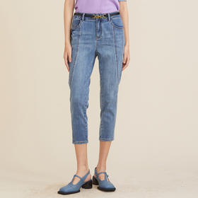 谜底牛仔裤女2022夏季新款复古高腰显瘦减龄休闲裤222MK0563