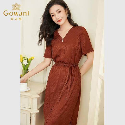 乔万尼真丝连衣裙女夏季新款重磅提花桑蚕丝收腰EF2E332 商品图2