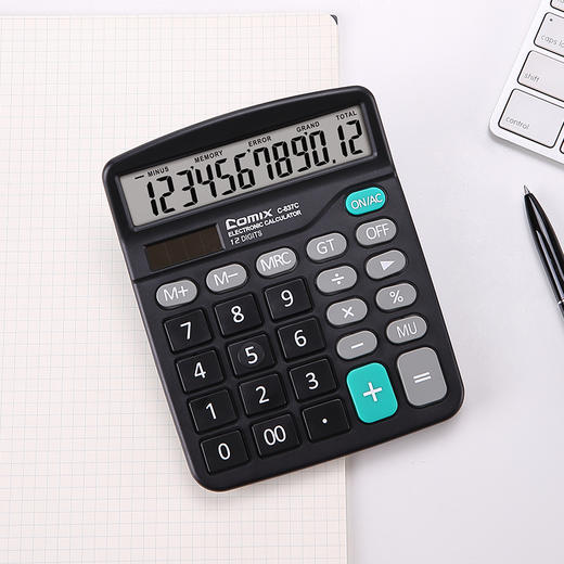 【仅供集采】齐心计算器10个/盒中台通常办公计算用会计专用太阳能带语音财务小号便携双电源计算器按键文具用品C-837C 商品图4