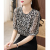 时尚印花，新款轻薄洋气短袖衬衫圆领雪纺碎花小衫KQL-2109 商品缩略图0
