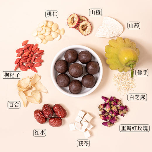 正安 玫瑰十物丸 三蒸三晒十物配伍 舒顺拒绝小郁闷养颜 上班出游食养丸子女性休闲食品健康零食拒绝不良添加 玫瑰花丸120g*盒 商品图1
