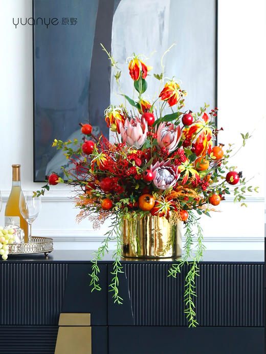假花仿真花摆设酒店大堂玄关花艺摆件高档轻奢客厅装饰插花餐桌花 商品图0