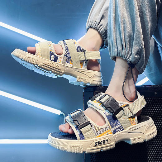 凉鞋男夏季潮流外穿凉拖男士厚底防滑沙滩鞋男sjmh22 商品图2