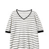 2022新款绢丝混纺条纹宽松T恤 商品缩略图4