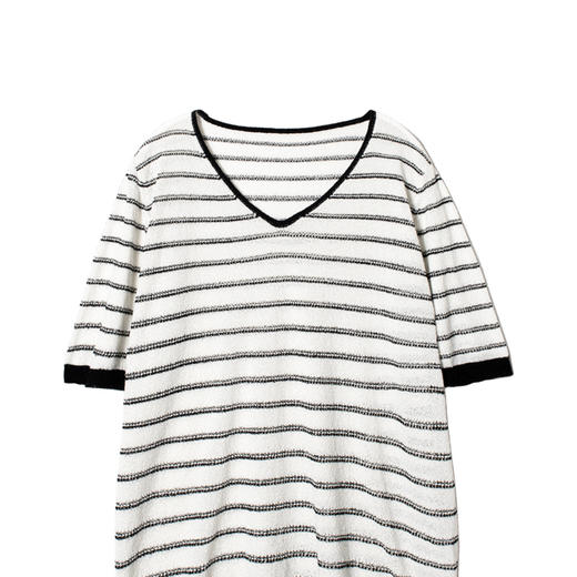 2022新款绢丝混纺条纹宽松T恤 商品图4