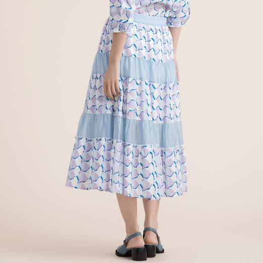 谜底棉麻半身裙2022夏新款银杏叶印花度假仙女气质裙子222MB0720 商品图2