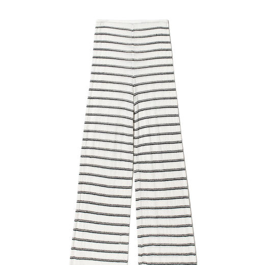 女士2022夏季新款绢丝混纺条纹长裤 商品图4