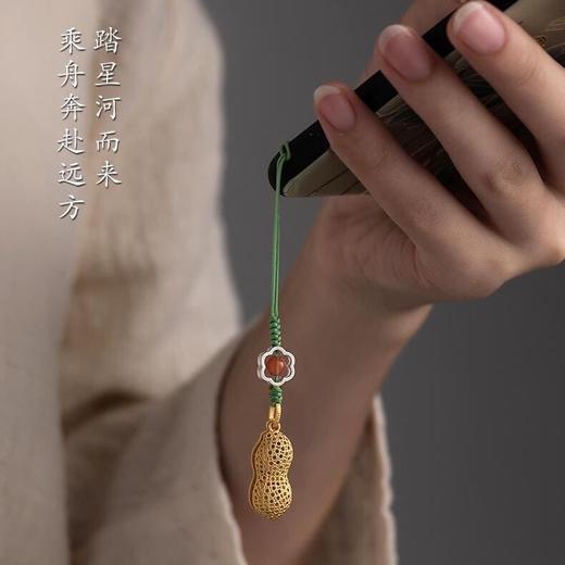 【一生所爱】银古法金镶和田玉手机链挂绳短文艺古风手机挂件 商品图6