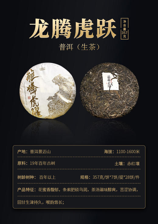 德丰昌生肖饼【龙腾虎跃·生茶】普洱生茶357克/饼2021年 商品图6