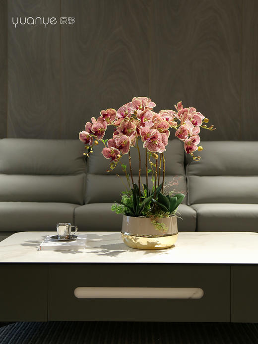 蝴蝶兰仿真花轻奢高档兰花手感保湿假花盆景客厅大堂酒店装饰摆件 商品图2