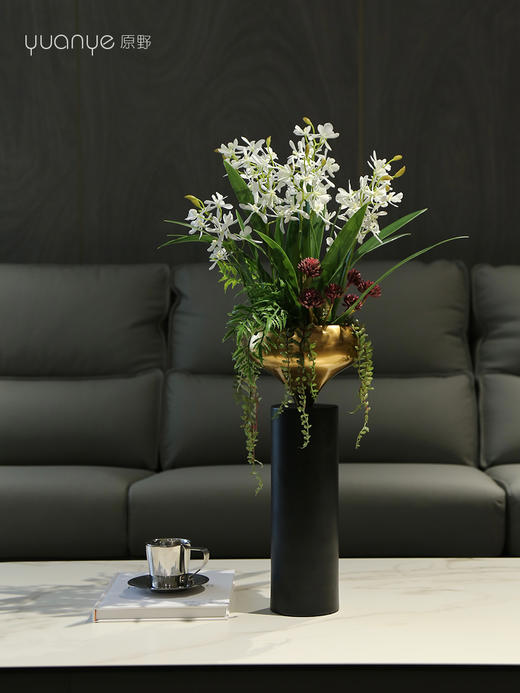 兰花仿真花轻奢高档手感保湿假花盆景客厅大堂酒店餐厅装饰花摆件 商品图2