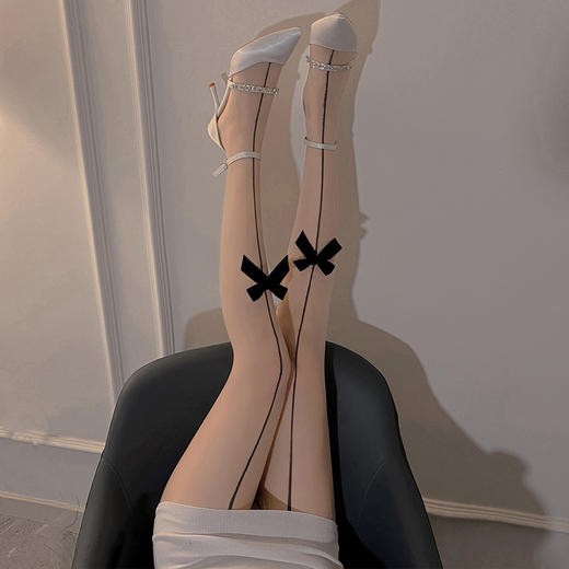 霏慕 丝绒蝴蝶结开裆连裤丝袜7371 长筒激情调情诱惑自慰可撕黑丝 商品图12